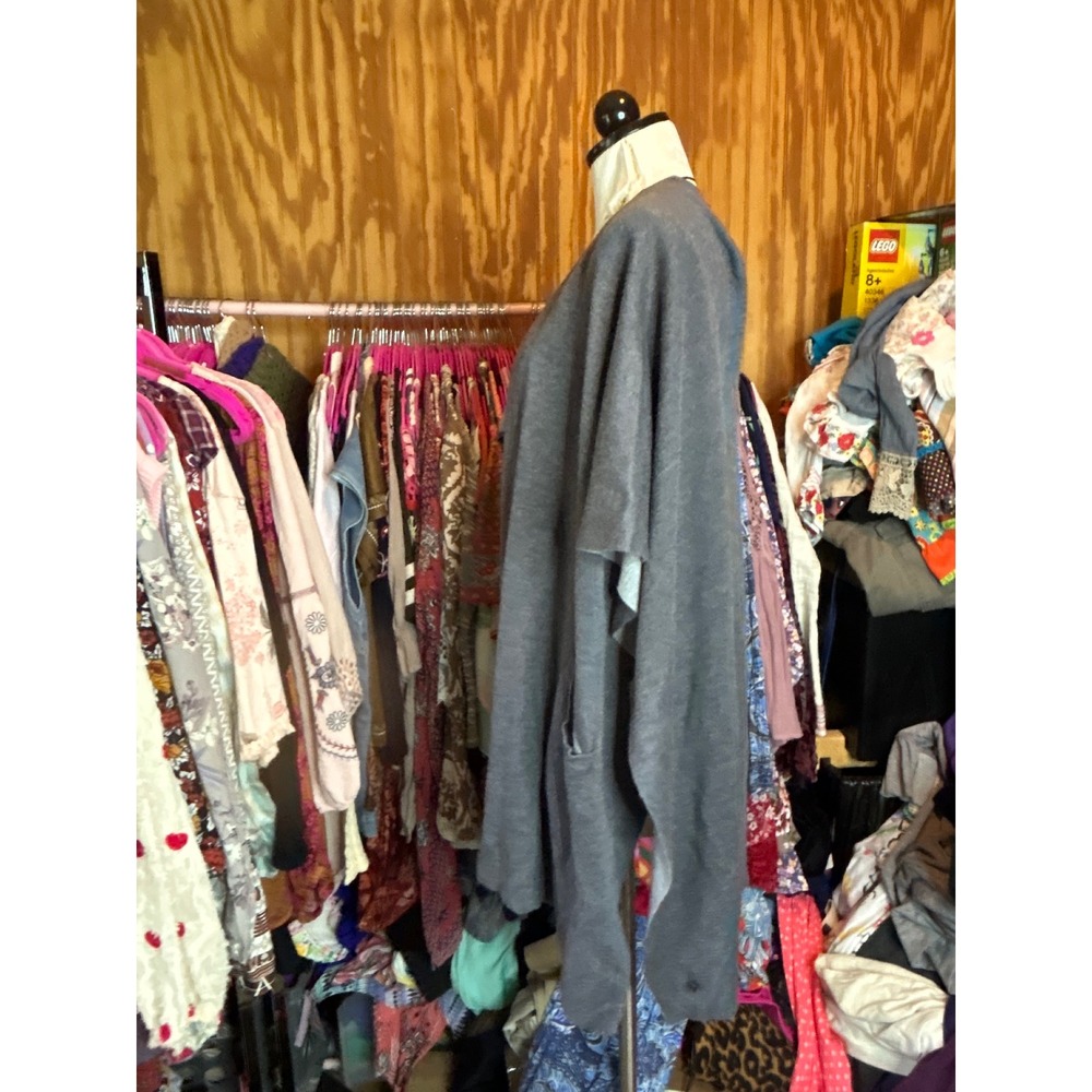 Lululemon Savasana Wrap Cardigan Grey Open Front Draped Pocket Sweater OS - Picture 9 of 11